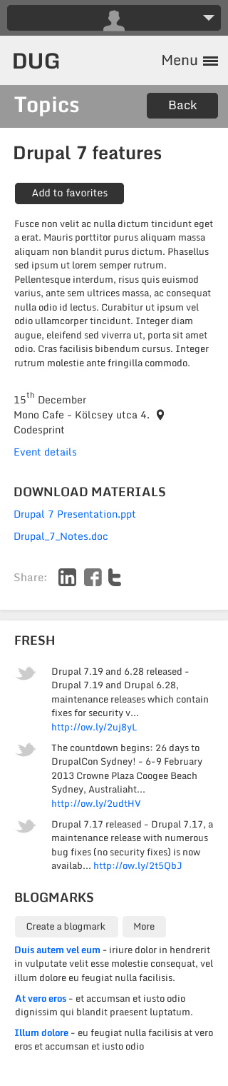 Topic detail page for mobiles